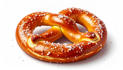 Isolated Oktoberfest Pretzel with Salt Granules on White Background