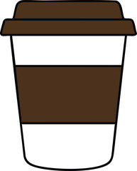 Illustration of a disposable coffee cup with lid and sleeve.