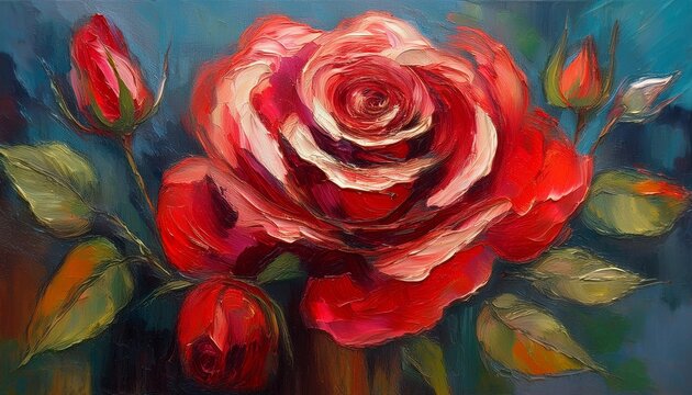 oil painting of red rose on canvas red rose on canvas