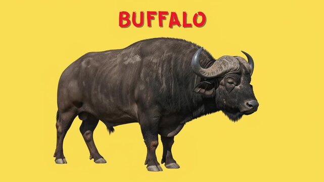 Educational animated "Guess the Animal" video featuring a buffalo