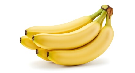 Fresh Yellow Banana Bunch Isolated on White Background