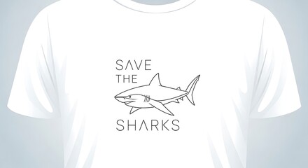Save the Sharks T-shirt Design with Minimalist Line Art Shark.