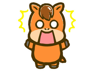 ビックリする馬の落書き風イラスト素材