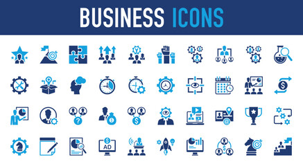 Set of Business vector icon. Target, Situation, Seminar, Loan, Track, Market, Trophy, Assistant, Hours, Team, Harmony, Group, Orgnisation, Supporter, New, Chart,  Spokeswomen, Share illustration. 
