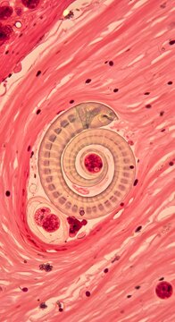 A close-up of tiny parasitic worms inside a host, showing their elongated, segmented bodies and detailed textures.
