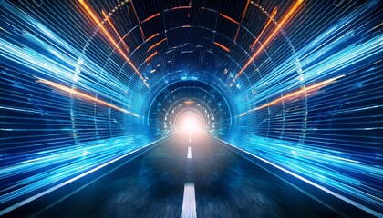 explore a luminous tunnel with light stream concept journey futuristic theme