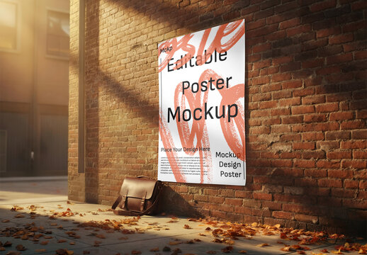 Poster Mockup on Brick Wall