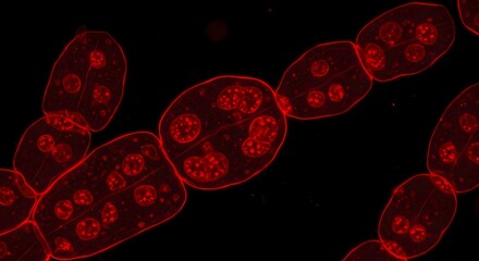 A vibrant red algae covering rocks in clear water, showcasing its bright, intricate fronds and textured surface.