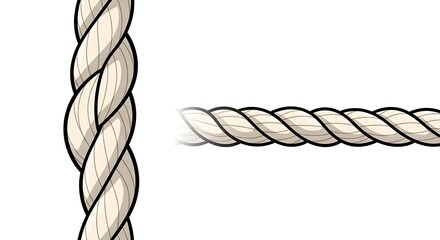 Twisted Rope Illustration - Detailed Close-up and Perspective View.