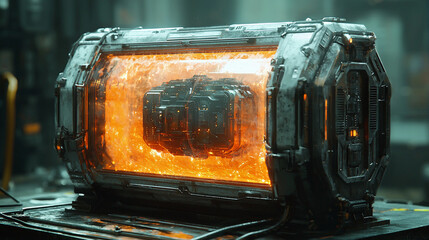 Portable nuclear power module in futuristic setting Generative AI