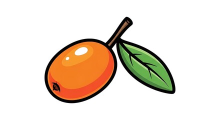 Vibrant Orange Berry with Green Leaf.