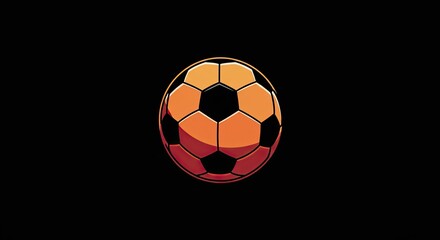 Ultra-realistic studio render of a modern soccer ball floating against a deep black background, subtle orange and red glow illuminating the hexagon and pentagon panels, dramatic cinematic lighting wit