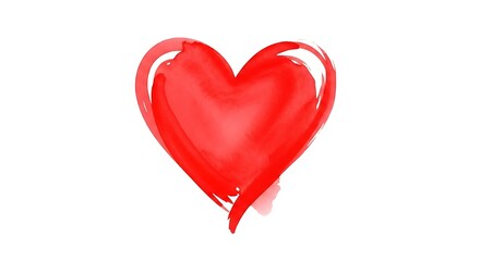 Watercolor Heart Illustration on White Background.