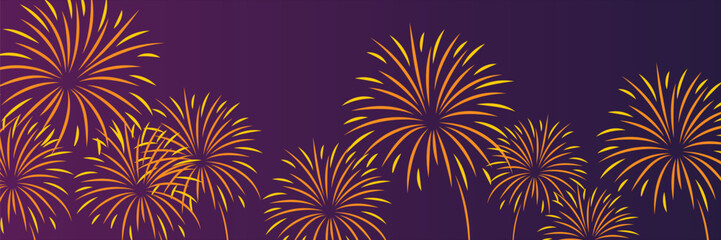Vibrant fireworks display against a deep purple background provides a festive atmosphere perfect for celebrating holidays, special events, or adding a burst of energy

