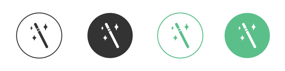 Magic wand icons concepts. black sign set