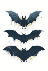 Fototapeta premium Dark Bat Design on White Background with Dirty Texture