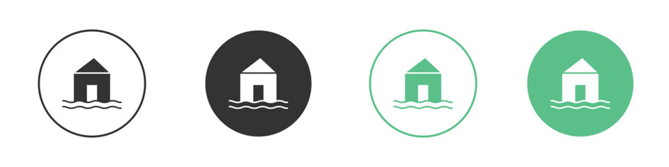 House flood icons concepts. black sign set
