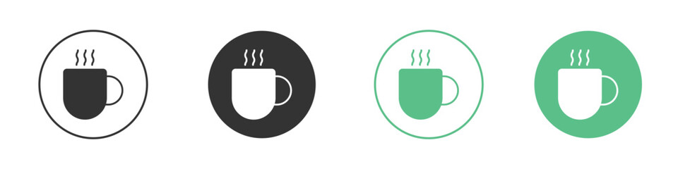 Hot coffee Mug icons concepts. black sign set