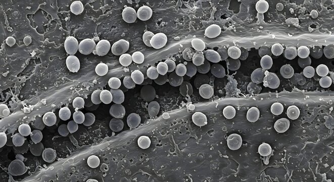 A close-up of Cryptosporidium parasite under a microscope, showing its oval shape and textured surface.