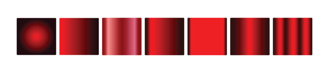 A spectrum of red gradients and patterns, from soft radial blur to sharp vertical stripes, isolated on transparent background