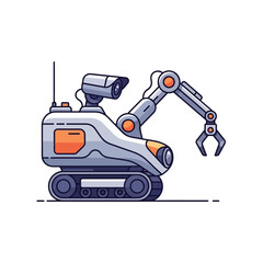 Fototapeta premium A detailed illustration of a robotic vehicle with an articulated arm and a surveillance system.