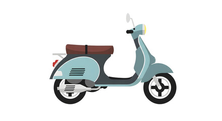 Obraz premium Vintage scooter illustration on white background, classic retro vehicle for urban transport and leisure