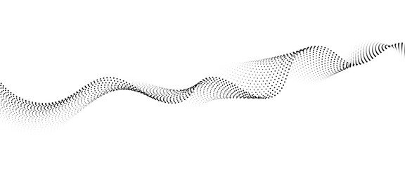 Flowing Dot Wave halftone gradient pattern on transparent background	
