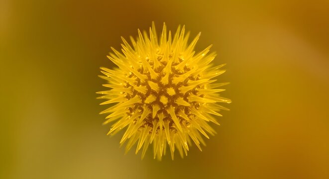 Close-up of ragweed pollen grains showing spiky, textured surfaces with intricate details.