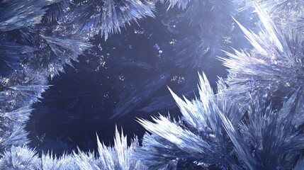 A crystalline structure frames a dark void, shimmering with icy, needle-like formations and specks of gold