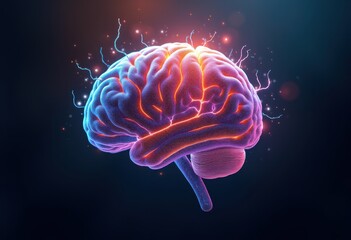 Colorful Abstract Brain Concept with Vibrant Synapses and Dynamic Neural Connections