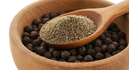 Whole Black Peppercorns and Ground Pepper in Bowl – Spice Concept