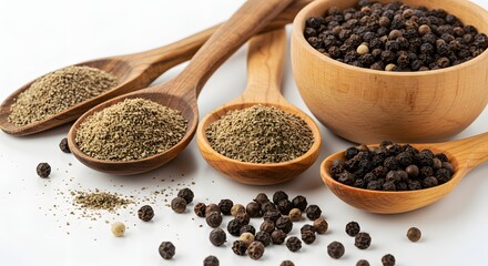 Whole Black Peppercorns and Ground Pepper in Bowl – Spice Concept