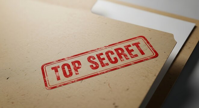 Top Secret Document Folder with Red Stamp - Powered by Adobe