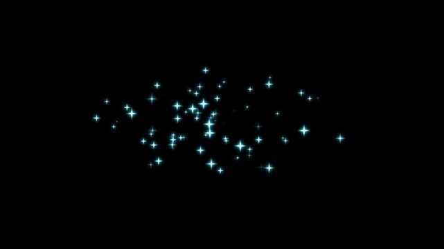 Twinkling white stars sparkle with glitter trails, fairy dust magic particles shine on a festive night background, perfect for Christmas, parties, and holiday decorations animation. 4K