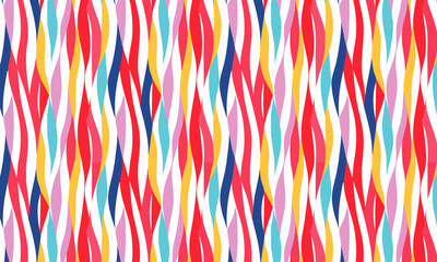 Vibrant Seamless Pattern with Abstract Colorful Wavy Lines