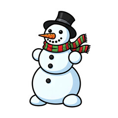 Cute Snowman Wearing a Hat and Scarf, Ready for Winter Fun