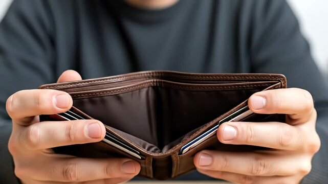 Empty wallet, no money concept, financial hardship, end of month struggle