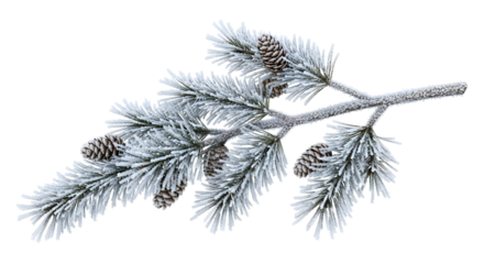 A Frosted Pine Branch with Cones, Evoking Winter's Delicate Beauty and Natural Elegance