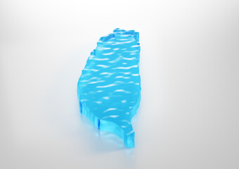 Water Ice Map Of Taiwan Global Warming Melting Glacier In Deep Ocean Blue Water 3d Illustration
