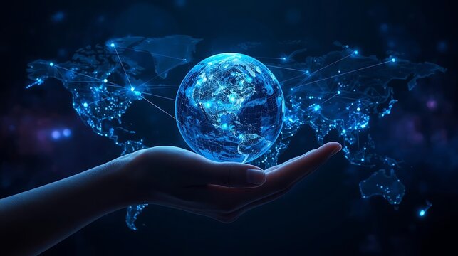 Digital Globe Held in Hand Representing Global Connectivity and Technology Innovation