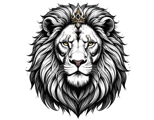 Obraz premium Majestic lion portrait, crown