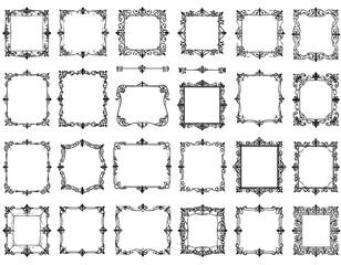 Ornate black frames on white