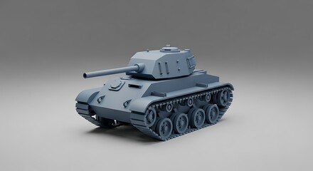 Gray military tank model on a plain background studio shot.