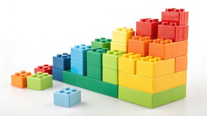 Fototapeta premium Colorful toy building blocks arranged in a stepped pattern