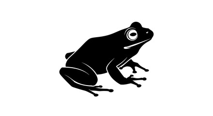Black frog silhouette on white background