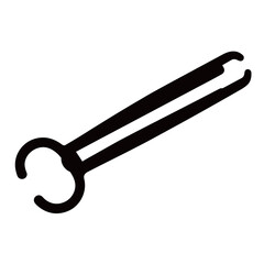 black and white silhouette of Forceps vector on white background