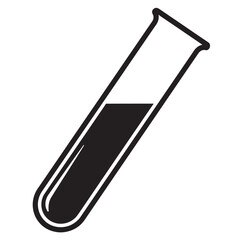 black and white silhouette of a Test tube vector on a white background