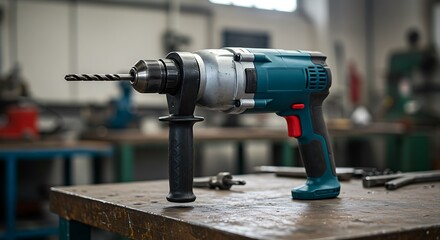Cordless Drill Tool Close-up in Workshop