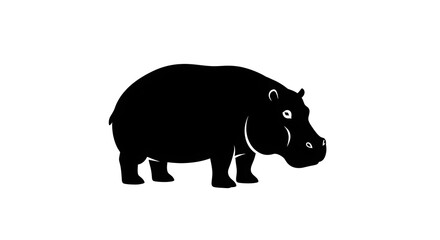 Hippo silhouette clipart in solid single color with clean edges, perfect for logos, posters, and minimal design projects.