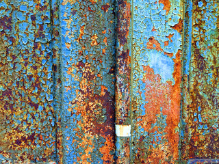 Heavy Metal Rust Texture in Blues and Orange Peeling Patana